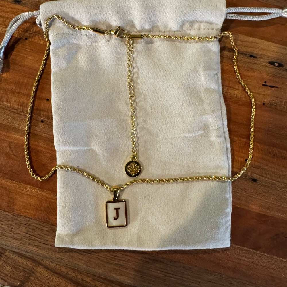 Gold Initial Necklace with Pendant